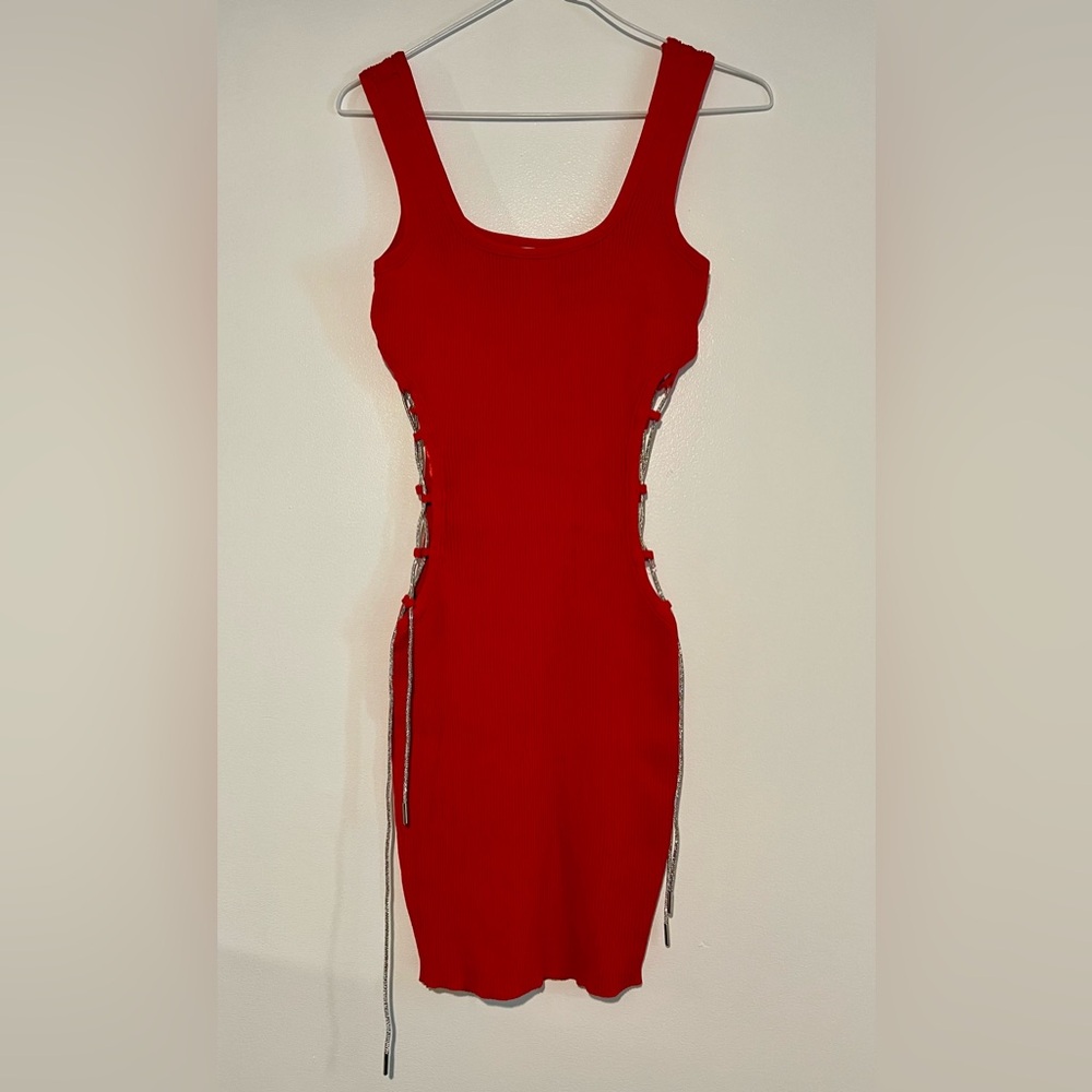 Red Sleeveless Bodycon Cocktail Dress